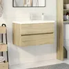 Image de Vidaxl Ensemble De Meubles De Bain 2pcs CÃ©ramique Et Bois D'ingÃ©nierie