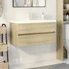 Image de vidaXL Ensemble de meubles de bain 2pcs céramique et bois d'ingénierie3307664