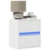 Image de vidaXL Tables de chevet murales avec lumières LED 2 pcs blanc3307962
