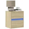 Image de vidaXL Tables de chevet murales avec lumières LED 2 pcs chêne sonoma3307966