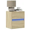 Image de Vidaxl Tables De Chevet Murales Avec LumiÃ¨res Led 2 Pcs ChÃªne Sonoma