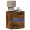 Image de vidaXL Table de chevet murale avec lumières LED chêne fumé3307969