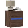 Image de vidaXL Table de chevet murale avec lumières LED chêne marron3307973