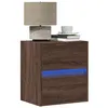 Image de vidaXL Tables de chevet murales avec lumières LED 2 pcs chêne marron3307974