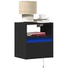 Image de vidaXL Tables de chevet murales avec lumières LED 2 pcs noir3307978