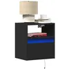 Image de vidaXL Tables de chevet murales avec lumiÃ¨res LED 2 pcs noir