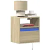 Image de vidaXL Table de chevet murale avec lumières LED chêne sonoma3307979