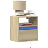 Image de Vidaxl Table De Chevet Murale Avec LumiÃ¨res Led ChÃªne Sonoma