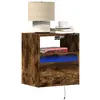 Image de vidaXL Table de chevet murale avec lumières LED chêne fumé3307983