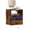 Image de vidaXL Vidaxl Tables De Chevet Murales Avec Lumières Led 2 Pcs Chêne Fumé