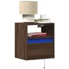 Image de vidaXL Table de chevet murale avec lumières LED chêne marron3307987