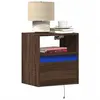 Image de vidaXL Tables de chevet murales avec lumières LED 2 pcs chêne marron3307988