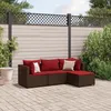 Image de Vidaxl Salon De Jardin 4 Pcs Avec Coussins Marron RÃ©sine TressÃ©e