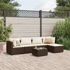 Image de vidaXL Salon de jardin 6 pcs avec coussins Marron Résine tressée3308065
