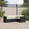 Image de vidaXL Salon de jardin 4 pcs avec coussins Noir Résine tressée3308072