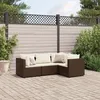 Image de Vidaxl Salon De Jardin 4 Pcs Avec Coussins Marron RÃ©sine TressÃ©e