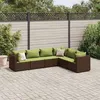 Image de vidaXL Salon de jardin 6 pcs avec coussins Marron Résine tressée3308142