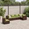 Image de vidaXL Salon de jardin 6 pcs avec coussins Marron Résine tressée3308174