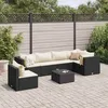Image de Vidaxl Salon De Jardin 7 Pcs Avec Coussins Noir RÃ©sine TressÃ©e