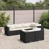 Image de vidaXL Vidaxl Salon De Jardin 7 Pcs Avec Coussins Noir Résine Tressée