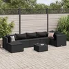Image de Vidaxl Salon De Jardin 8 Pcs Avec Coussins Noir RÃ©sine TressÃ©e