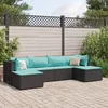 Image de Vidaxl Salon De Jardin 6 Pcs Avec Coussins Noir RÃ©sine TressÃ©e