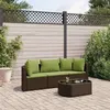 Image de vidaXL Salon de jardin 4 pcs avec coussins marron résine tressée