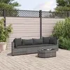 Image de vidaXL Salon de jardin 5 pcs avec coussins gris résine tressée