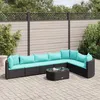 Image de Vidaxl Salon De Jardin 8 Pcs Avec Coussins Noir RÃ©sine TressÃ©e