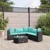 Image de vidaXL Salon de jardin 6 pcs avec coussins noir résine tressée