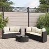 Image de vidaXL Salon de jardin 6 pcs avec coussins noir résine tressée