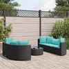 Image de vidaXL Salon de jardin 7 pcs avec coussins noir résine tressée