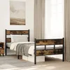 Image de vidaXL Cadre de lit en mÃ©tal sans matelas chÃªne fumÃ© 100x200 cm