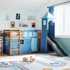 Image de vidaXL Lit mezzanine enfants avec tour bleu 80x200cm bois pin massif