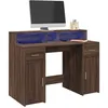Image de vidaXL Bureau et lumières LED chêne marron bois d'ingénierie3309417