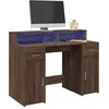 Image de vidaXL Bureau et lumiÃ¨res LED chÃªne marron bois d'ingÃ©nierie