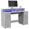 Image de vidaXL Bureau et lumières LED gris béton 140x55x91cm bois d'ingénierie3309423