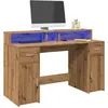 Image de vidaXL Bureau avec lumières LED chêne artisanal bois d'ingénierie3309428