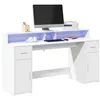 Image de vidaXL Bureau avec lumiÃ¨res LED blanc 160x55x91 cm bois d'ingÃ©nierie