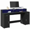 Image de vidaXL Bureau avec lumières LED noir 160x55x91 cm bois d'ingénierie3309430