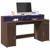 Image de vidaXL Bureau et lumières LED chêne marron bois d'ingénierie3309435