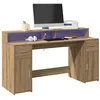 Image de vidaXL Bureau avec lumières LED chêne artisanal bois d'ingénierie3309437