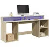 Image de vidaXL Bureau avec lumières LED chêne sonoma bois d'ingénierie3309440