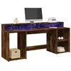 Image de vidaXL Bureau et lumières LED chêne fumé 200x55x91cm bois d'ingénierie3309442