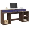Image de vidaXL Bureau et lumières LED chêne marron bois d'ingénierie3309444