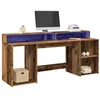 Image de vidaXL Bureau avec lumières LED vieux bois bois d'ingénierie3309445