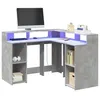 Image de vidaXL Bureau et lumières LED gris béton 130x130x91cm bois ingénierie3309450