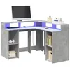 Image de vidaXL Bureau et lumiÃ¨res LED gris bÃ©ton 130x130x91cm bois ingÃ©nierie