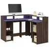 Image de vidaXL Bureau et lumiÃ¨res LED chÃªne marron bois d'ingÃ©nierie