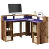 Image de vidaXL Bureau avec lumières LED vieux bois bois d'ingénierie3309454